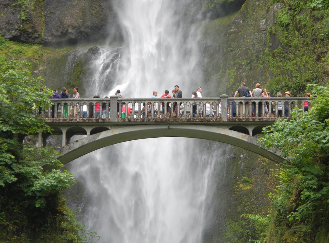 group at water falls